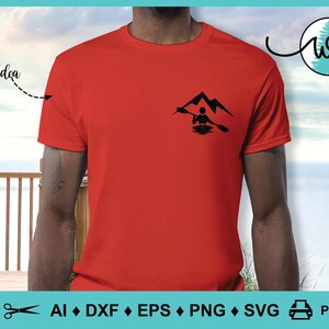 Kayak Silhouette SVG: Man Woman Kayaking Mountains Cut File image 3