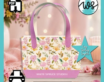 Printable Floral Paper Tote Bag Template PDF