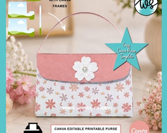 Canva Editable Paper Purse Template Printable Gift Box