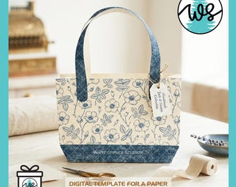 Paper Purse Tote Bag SVG Template | Gift Bag Cut File