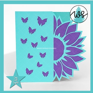 Sunflower Butterflies Card Template SVG, Sunflower Card SVG, Make Your Own Card with Cricut, Card Template svg, Floral Card Template svg