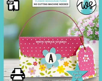 Printable Paper Purse Template: Flower Gift Box (PDF Pattern)