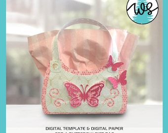 3D Paper Purse SVG: Butterfly Gift Box Template (Digital Download)