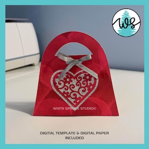 Valentine Gift Bag SVG: 3D-Papiertasche Vorlage (Digitaler Download)