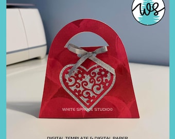 Valentine Gift Bag SVG: 3D Paper Purse Template (Digital Download)
