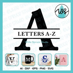 Monogram Alphabet Clipart Bundle: Split Letter SVG, Printable PNG ...