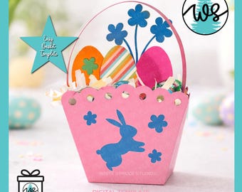 Easter Basket SVG Cut File | Bunny Treat Box Template | Egg Holder Cricut & Silhouette