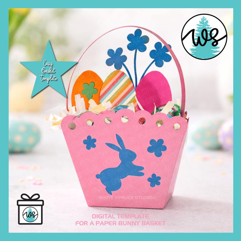 Easter Basket SVG Cut File | Bunny Treat Box Template | Egg Holder ...