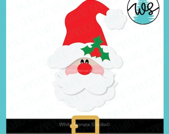 Santa Gnome Face SVG Cut File Printable Clip Art