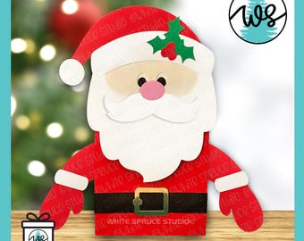 Santa Treat Bag SVG Template, 3D Christmas Gift Box (Digital Download)