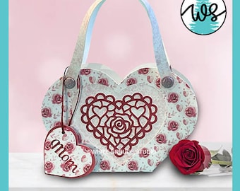 Rose Heart Paper Purse SVG, Gift Card Holder (Digital Download)