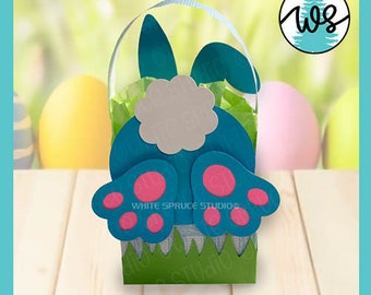 3D Easter Bunny Treat Box SVG: Paper Gift Box Template (Digital Download)