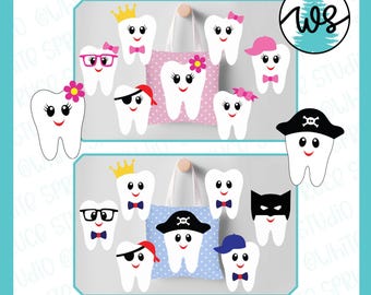 Dessin animé fée des dents SVG : pirate, base-ball, couronne, noeud (téléchargement numérique)