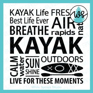 Kajak logo SVG, kajak metro kunst, kajak silhouet svg, kajak gezegde SVG, typografische kunst, kajak citaat svg, kajak kunst aan de muur, kajak woorden SVG