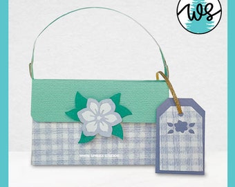 Mother's Day Paper Purse Template: Plaid Flower Treat Box (Digital Download)