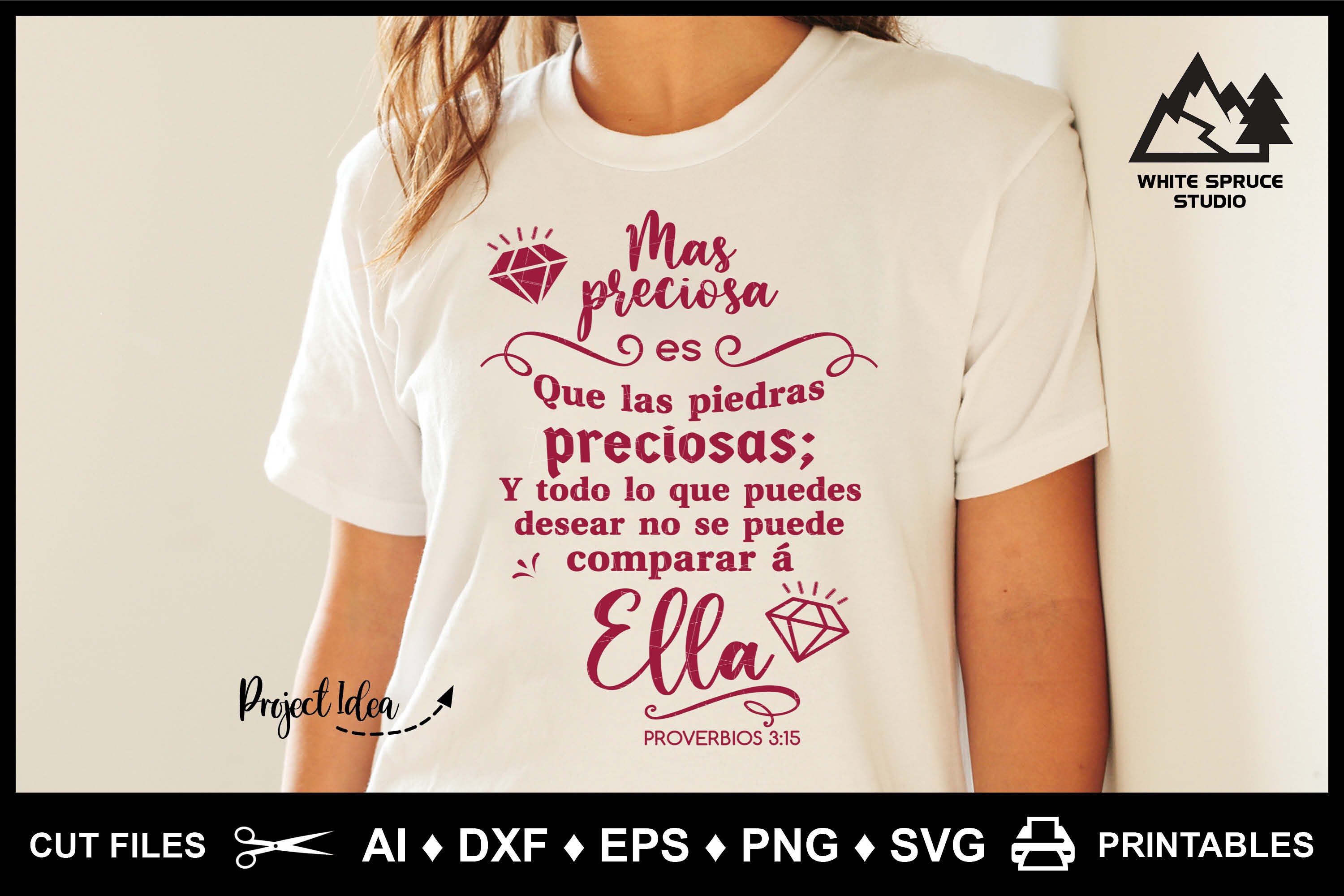 SVG Spanish, Mas Preciosa, Proverbios 3-15, Mother's Day SVG