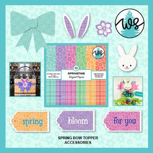 Schleife Topper SVG, Bag Topper SVG, Frühlingselemente, Frühling Scrapbook Design, Osterelemente SVG, Osterhase svg, Schleife Bag Topper, 3D Papierkunst