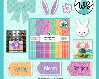 Spring Bow Topper SVG: 3D Paper Craft, Easter Bunny Design (Digital Download)