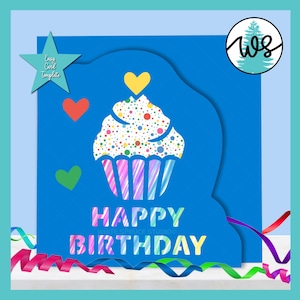 Cupcake Birthday Card SVG, Birthday Card Cut File, Cupcake Card Cut File, Cupcake Birthday Card, 3D Cupcake Birthday Card, Cupcake Card SVG