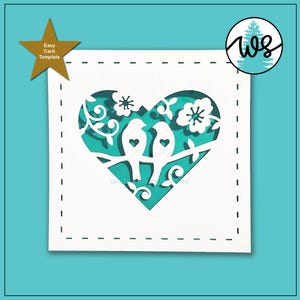 Trouwkaart SVG, trouwkaart topper, verjaardag kaart SVG, tortelduifjes SVG, maak je eigen kaart met Cricut, kaartsjabloon svg, bloemen svg