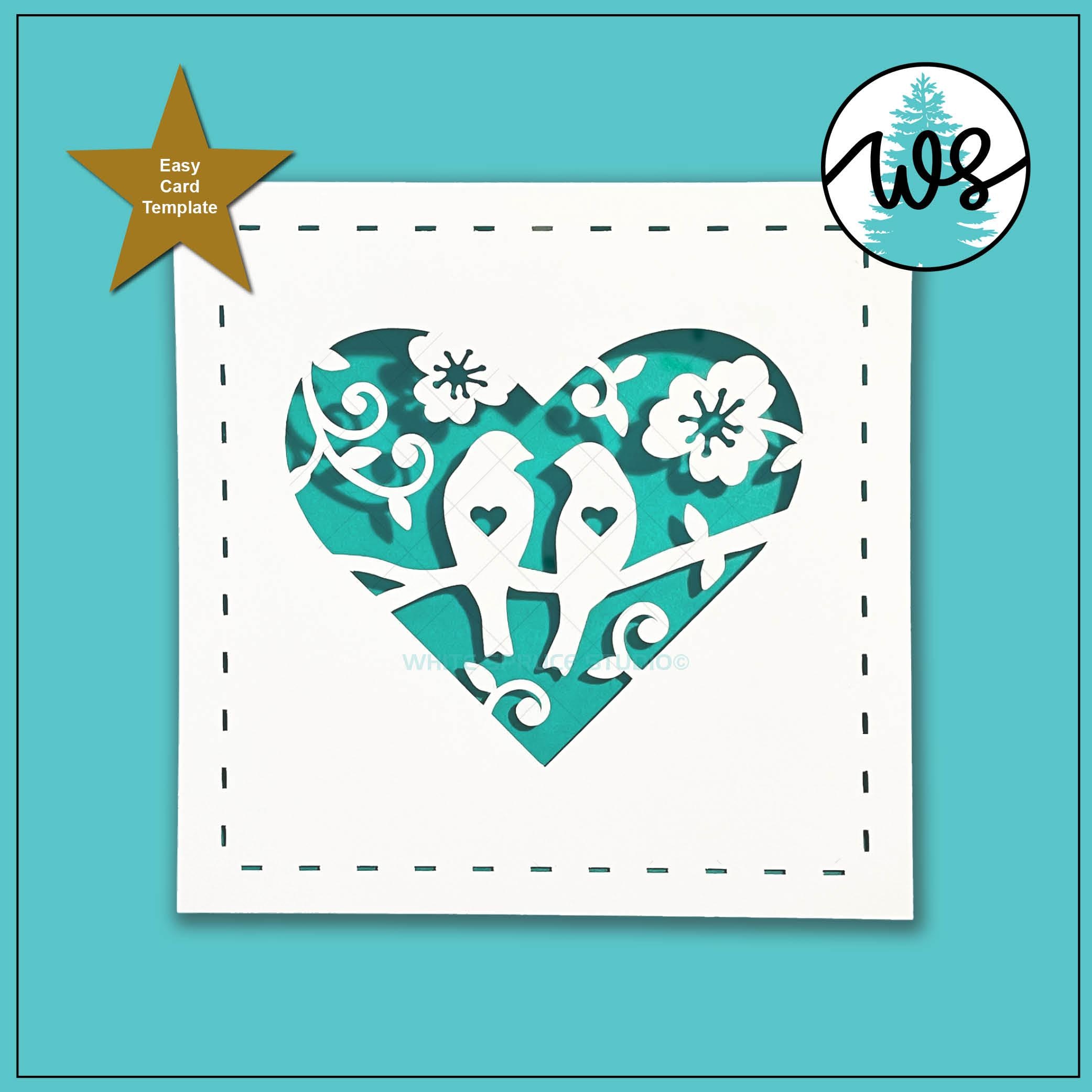 Lovebirds Wedding Card SVG: DIY Cricut Floral Card Template (Digital Download)