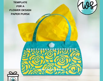Flower Design Paper Purse 3D SVG