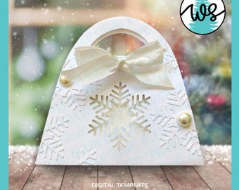 3D Christmas Snowflake Gift Bag SVG, Paper Purse Template (Digital Download)