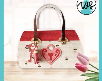 3D Paper Purse Template: Heart & Key Gift Box (SVG, Digital Download)