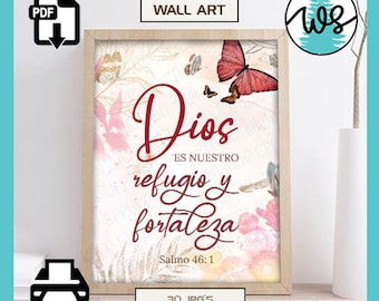 Salmo 46-1 Écriture espagnole Art imprimable (téléchargement numérique)