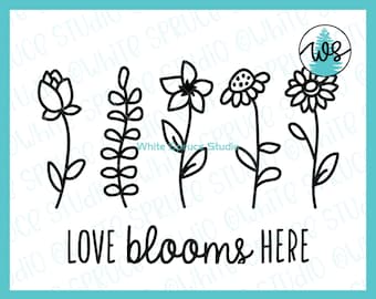 Wildflower SVG, Wildflower Cut File, Love Blooms Here svg, Opbeurend Citaat svg, Bemoedigend zeggen svg, Positive Vibes svg, Bloem Logo SVG