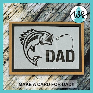 Tarjeta de pesca para papá, Tarjeta de pesca del Día del Padre, Tarjeta de pesca de cumpleaños para papá, Tarjeta de pez saltador para papá, Plantilla de tarjeta de pesca SVG Cricut