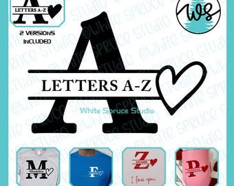 Valentine Alphabet Clipart Bundle: Split Letter Monogram SVG (Digital Download