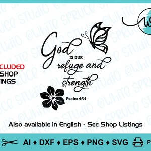 Spanish SVG, Dios es Nuestro Refugio y Fortaleza, Salmo 46-1, Spanish Bible Verse, Scripture, Flower SVG, Butterfly svg, Inspirational SVG image 6