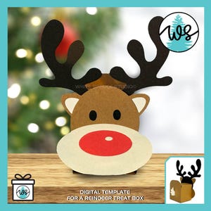Reindeer Treat Box SVG, Christmas Reindeer Treat 3D Paper Gift Box SVG, Reindeer Treat Holder, Christmas Paper Box svg, Christmas Gift Box