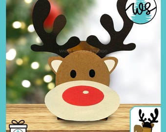 Reindeer Treat Box SVG: 3D Christmas Paper Gift Box (Digital Download)