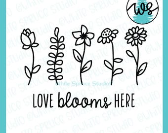Wildflower Love Blooms Here SVG: Uplifting Quote Cut File