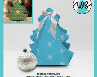 3D Christmas Tree Gift Box SVG: Paper Treat Box Template (Digital Download)