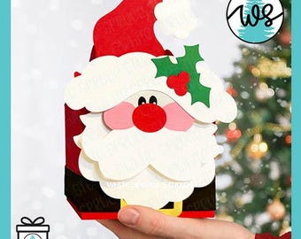 Santa Treat Box SVG Template: 3D Christmas Paper Gift Box (Digital Download)