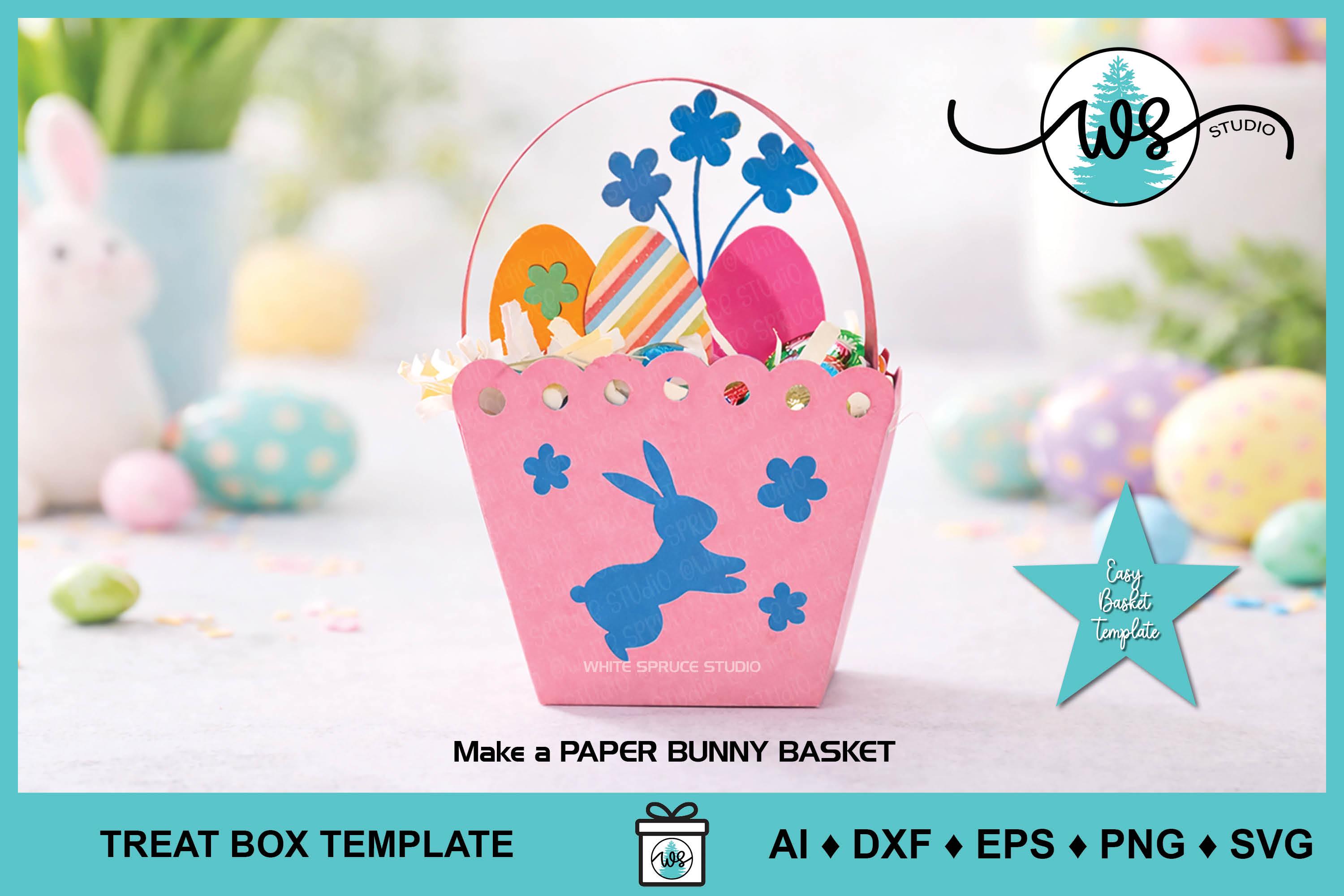 Easter Basket SVG Cut File | Bunny Treat Box Template | Egg Holder ...