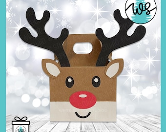Reindeer Treat Box SVG Template: Christmas Paper Gift Box (Digital Download)