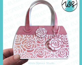 3D Paper Purse Template: Flower Design Gift Box (SVG)