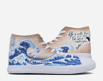 Hand Painted Sneakers – Wave Custom Koko Art Shoes
