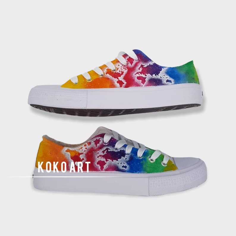 Coloured Map Kids Hand Painted Shoes
