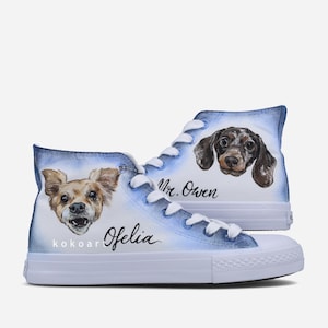 Customisable Hand painted canvas shoes with Pet Portrait - Personalised sneakers with pet portraits