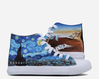 Van Gogh Dali Hand Painted Shoes - art shoes - Van Gogh  Dali inspired hand painted shoes