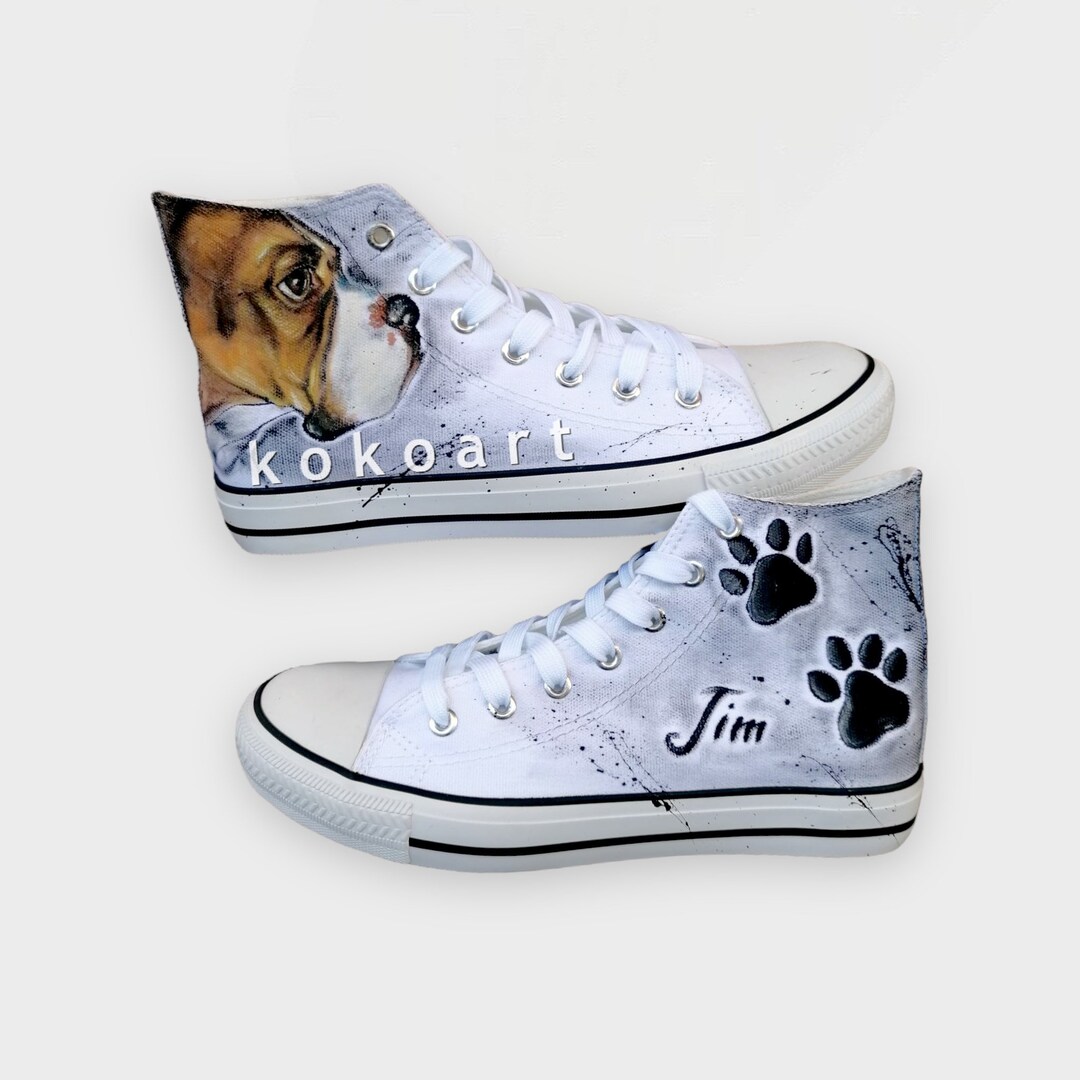 CUSTOM DOG SHOES Painted Canvas Shoes Dog Watercolor Painted Etsy