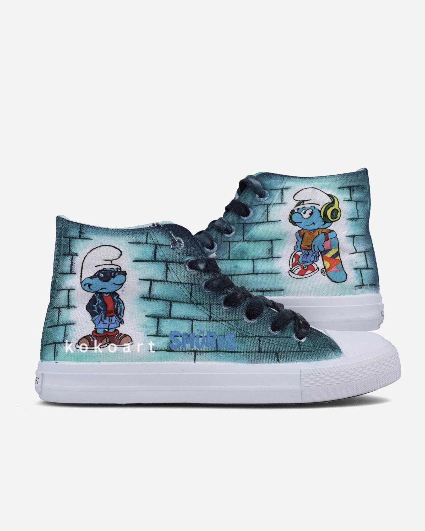 Official The SMurf x Koko Art Hand-Painted Custom Shoes – Unique Artistic Footwear, Personalised Gift