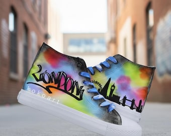 Hand-painted Travel Sneakers: World Landmarks Art Shoes - Etsy
