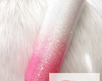 Light Pink /& White Glitter Ombre Tumbler