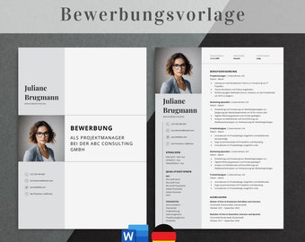 Bewerbungsvorlagen, Professionelle Lebenslauf Vorlage Word, Deutsch Bewerbungsvorlage, Deckblatt & Anschreiben, moderne Bewerbung Word